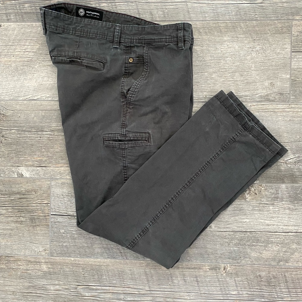 Weatherproof Chino Men’s Charcoal Gray Pants 36Wx32L Flat Front Slash Pockets
